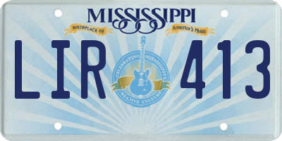MS license plate LIR413