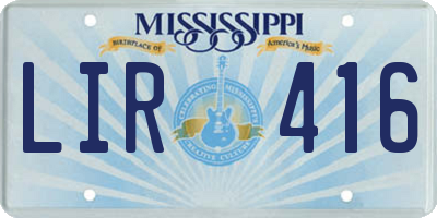 MS license plate LIR416