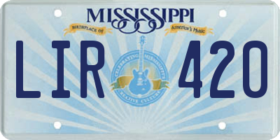 MS license plate LIR420