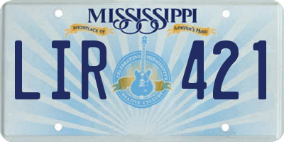 MS license plate LIR421