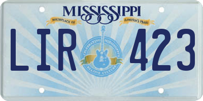 MS license plate LIR423
