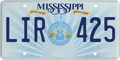 MS license plate LIR425