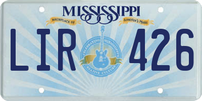 MS license plate LIR426
