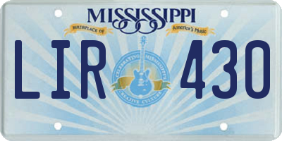 MS license plate LIR430