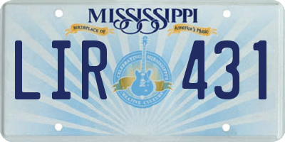 MS license plate LIR431