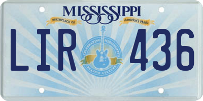 MS license plate LIR436