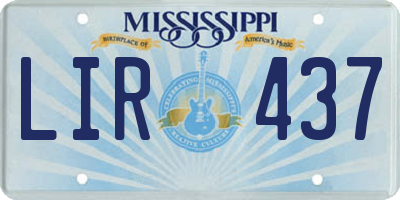 MS license plate LIR437