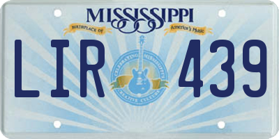 MS license plate LIR439