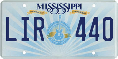 MS license plate LIR440