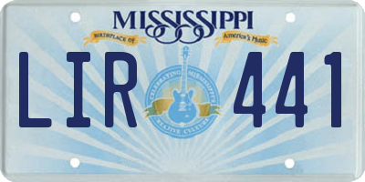MS license plate LIR441
