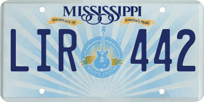 MS license plate LIR442