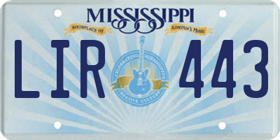 MS license plate LIR443