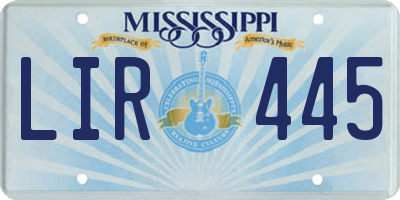 MS license plate LIR445