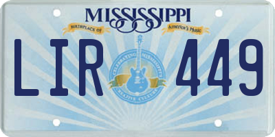MS license plate LIR449