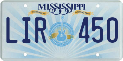 MS license plate LIR450