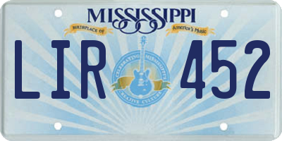 MS license plate LIR452