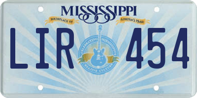 MS license plate LIR454