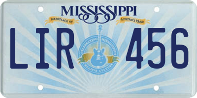 MS license plate LIR456
