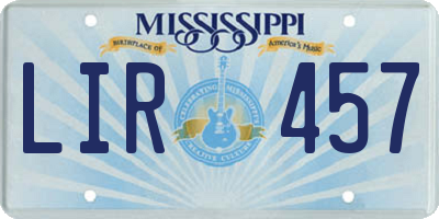 MS license plate LIR457