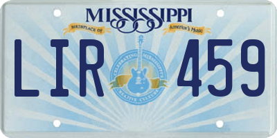 MS license plate LIR459