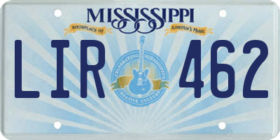 MS license plate LIR462