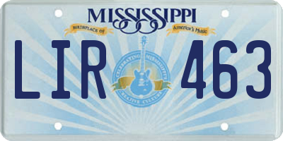 MS license plate LIR463