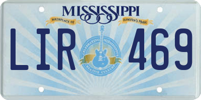 MS license plate LIR469