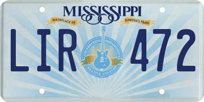 MS license plate LIR472