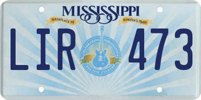 MS license plate LIR473