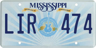 MS license plate LIR474