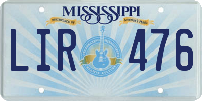 MS license plate LIR476