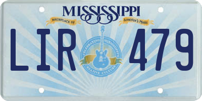 MS license plate LIR479
