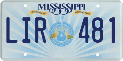 MS license plate LIR481