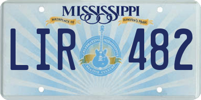 MS license plate LIR482