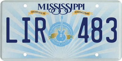 MS license plate LIR483