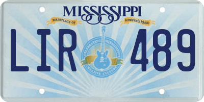 MS license plate LIR489