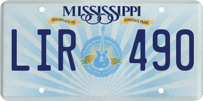 MS license plate LIR490