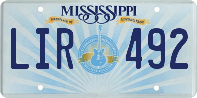 MS license plate LIR492