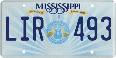 MS license plate LIR493