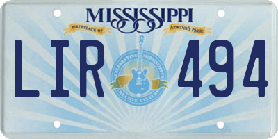MS license plate LIR494