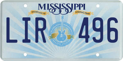 MS license plate LIR496