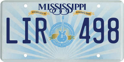 MS license plate LIR498