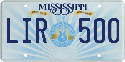 MS license plate LIR500