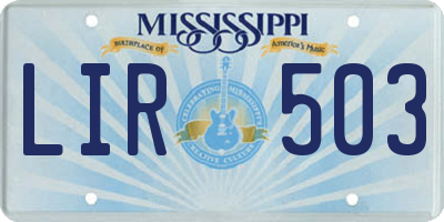 MS license plate LIR503