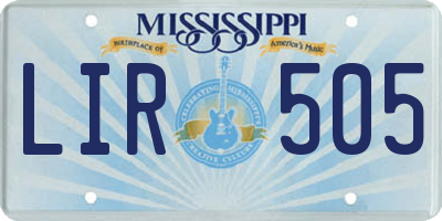 MS license plate LIR505