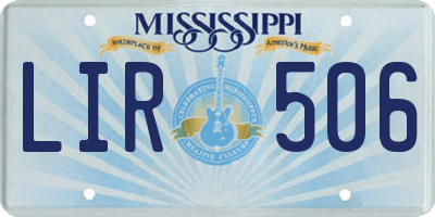 MS license plate LIR506