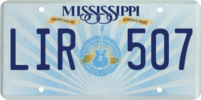 MS license plate LIR507