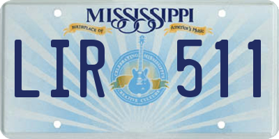 MS license plate LIR511