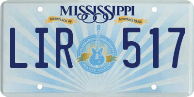 MS license plate LIR517