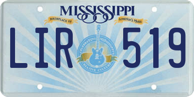 MS license plate LIR519